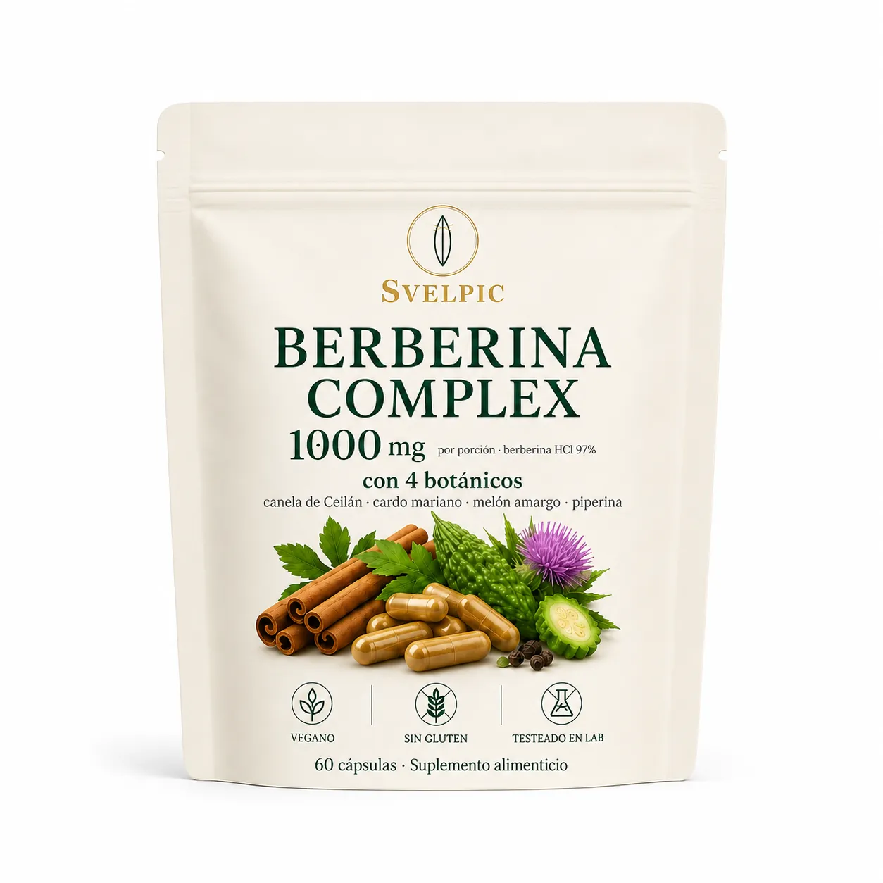 SVELPIC Berberina Complex — frasco doypack de 60 cápsulas